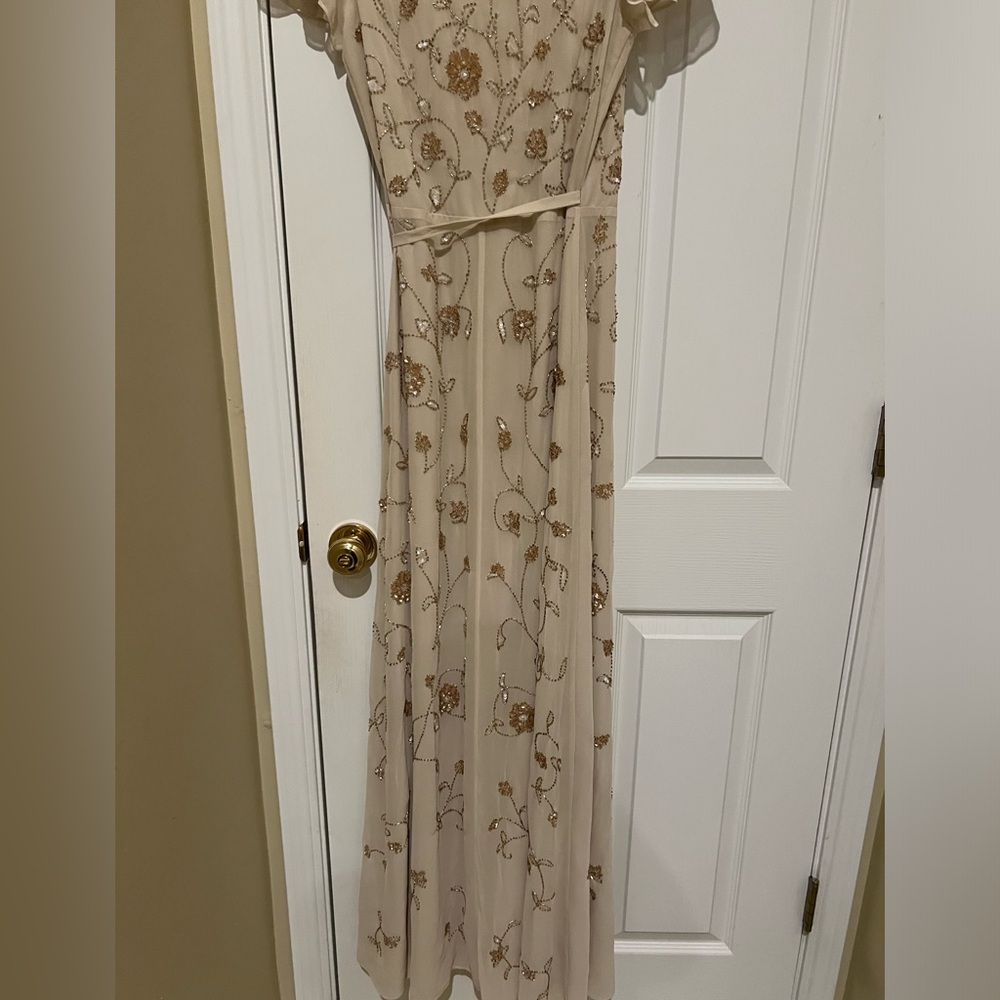 🌺BHLDN Plymouth Wrap Flutter Sleeve Beaded Maxi 👗Gown - Picture 13 of 17
